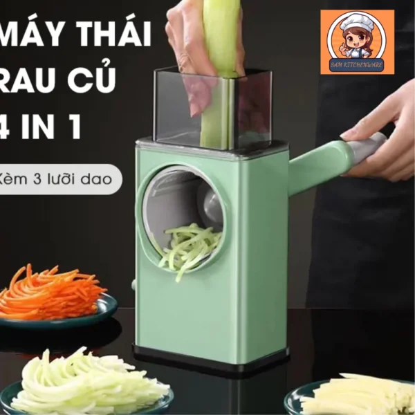 4-in-1 Multi-Purpose Vegetable Slicer with 3 Interchangeable Blades